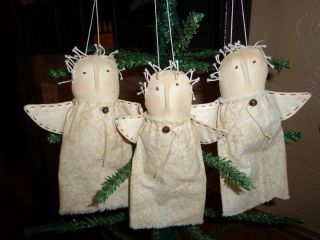 Set Of 3 Primitive Angels - Handmade - Tea Stained - Gift Tags - Bowl Fillers - Ornies photo