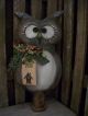 Primitive Large Owl Bobbin == Berries Doll == 13 X 7 X 3 1/2 In.  == Primitives photo 2