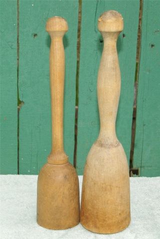 Vintage Wood Masher Pestle Kitchen Farm Tool - 2 photo