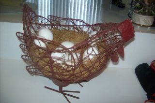 Vintage Metal Chicken Egg Holder Basket photo