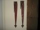 18th.  Century Pair Red Paint Surface Wrought Tulip Hinges And Pintles. Primitives photo 3