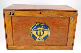 Junior Optimist Wooden Wood Oak Mail Writing Box Case Milwaukee Wisconsin Club photo