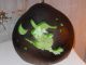 Handcrafted With Green Light Carved Gourd Witch On Broomstick Moon,  Stars,  Stain Primitives photo 3