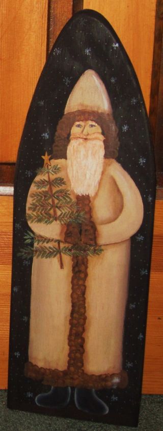 ~ Primitive ~ Hp Folk Art Belsnickle ~ Santa ~ Christmas ~ Winter ~ Stretcher photo