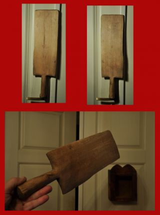 Rare Primitive Antique Flax Fibers Beater Wooden Sword Tool photo