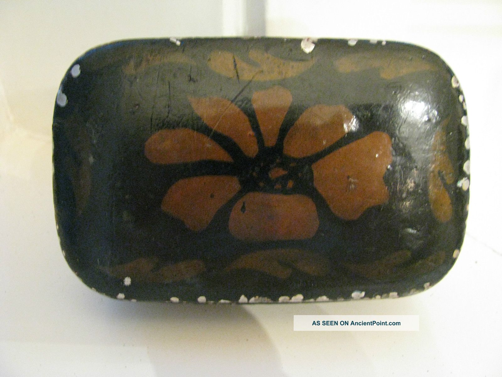 Tin Box Antique Folk Art Tole Painted Floral 18thc Primitives photo