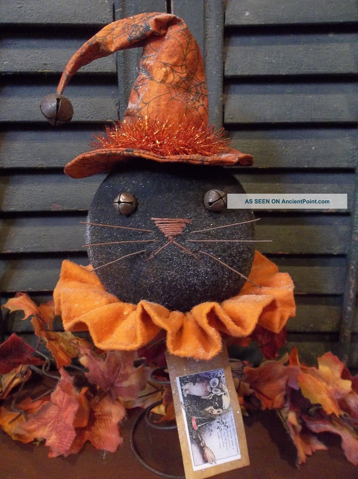 Primitive Handmade Halloween Black Cat Make - Do/old Rusty Bed Spring Primitives photo