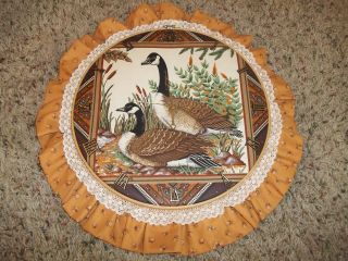 Vintage Quilt Cross Stitch Wall Clock Ring Country Decor Duck Mallard Geese Work photo
