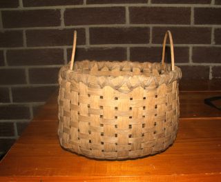 Ozark Primitive Antique Two - Handle Split Oak Gathering Basket photo