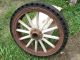 Antique Farm Solid Rubber Wood Spoke Steel Wagon Wheel Steampunk Yard Art Deco Primitives photo 4