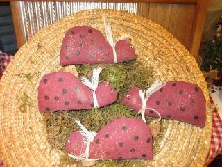 Four - So Sweet Primitive Ladybugs - Ornies Or Bowl Fillers photo