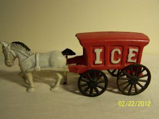 Antique Primitive Cast Iron Ice Horse And Buggy photo
