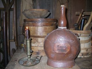 Olde Primitive/antique Leather Covered Cognac Bottle photo