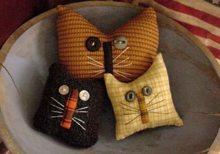 Primitive Kitty Cat Bowl Fillers Drawer Dwellers Ornies Autumn Halloween photo