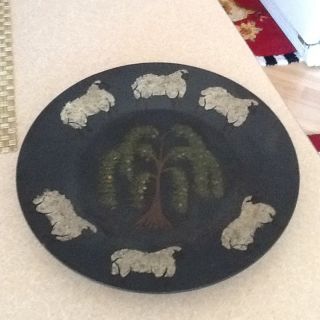 Primitive Country Decorative Wood Plate Folk Art Sheep By Primitive By Kathy photo