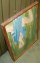 Vintage 20thc Russian? Signed Risque Outsider Folk Art Painting Of Woman Vafo Primitives photo 3