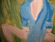 Vintage 20thc Russian? Signed Risque Outsider Folk Art Painting Of Woman Vafo Primitives photo 8