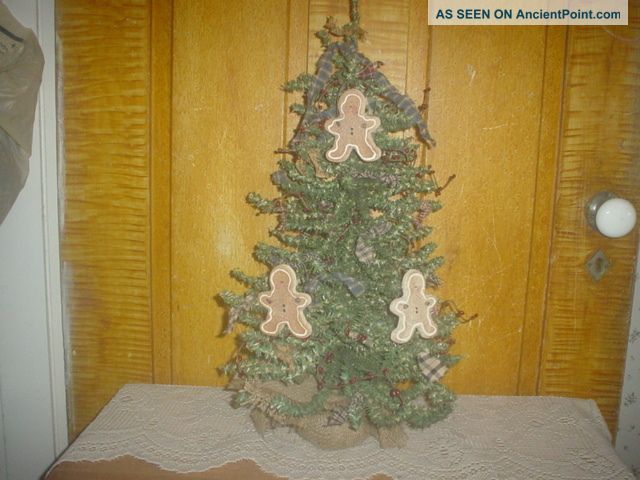 Primitive Pine Tree Gingerbread Men Berries Homespun Eb 241 Primitives photo
