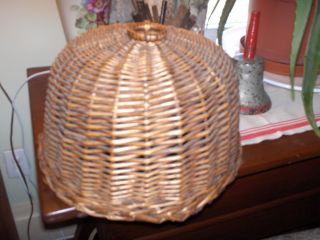Victorian Wicker Cake Stand,  Cover,  Woven,  Basket Weave,  Brown Wood - Sticks, photo