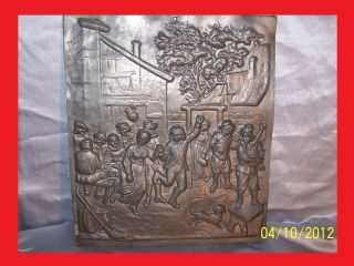 Marked Antique Pewter Amusing Scenes Wall Picture,  Decoration,  Cast And Hand - Ham photo