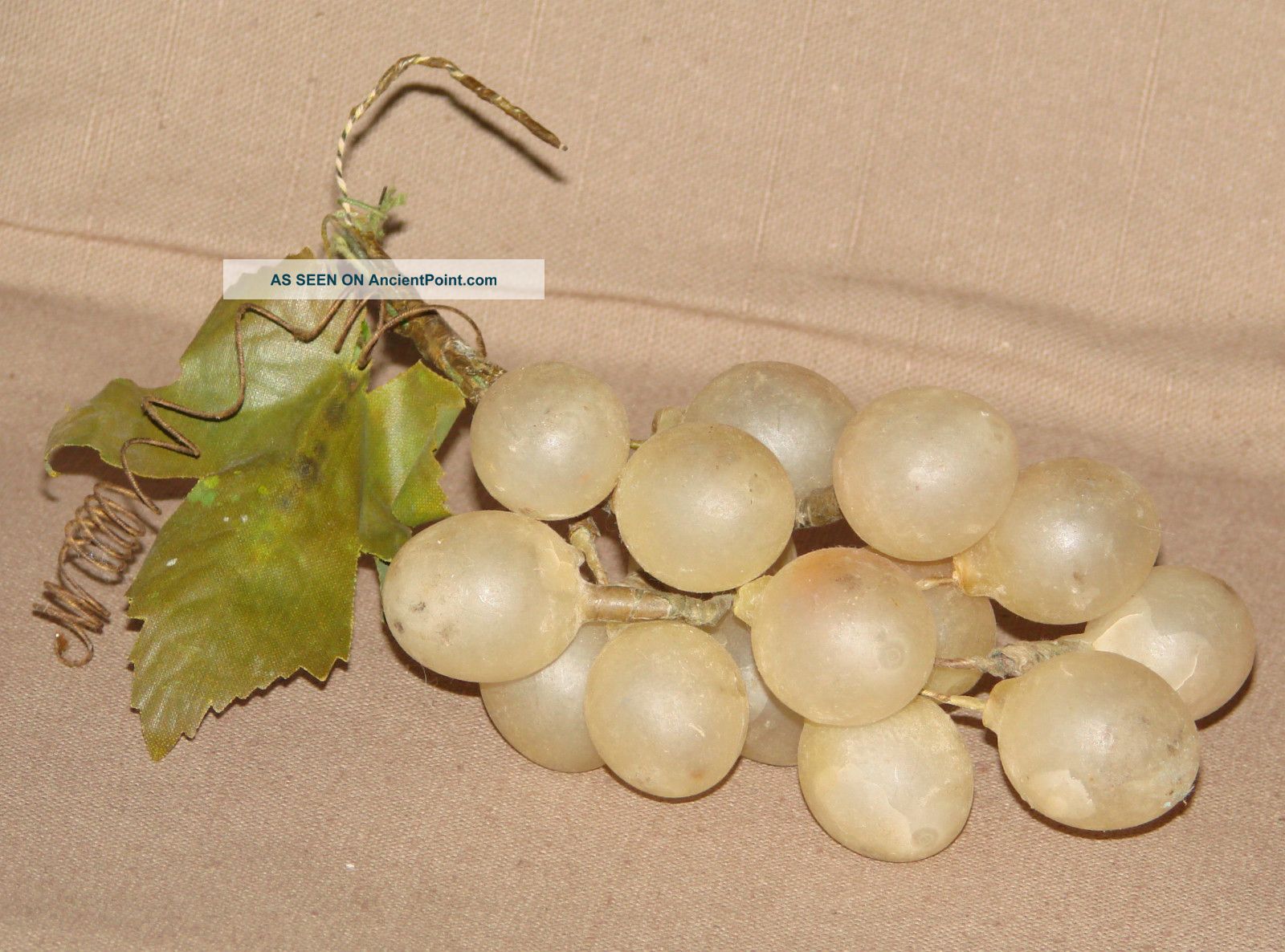 Unique Bunch Vintage Wax Covered Glass Grapes Primitives photo