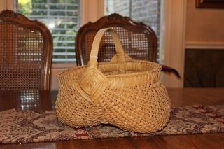 Antique Splint Buttocks Egg Gathering Basket photo
