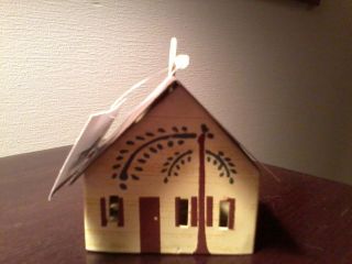Primitive~lited Punched Tin Saltbox House Christmas Tree Ornament~new photo