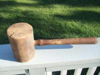 Vintage Antique Heavy Large Wooden Mallet Hammer Tenderizer photo