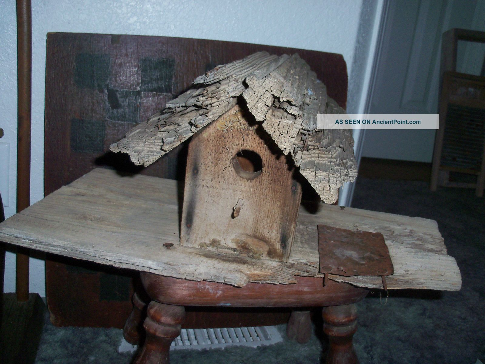 Old Vintage Hand Made Wooden Bird House Primitives photo