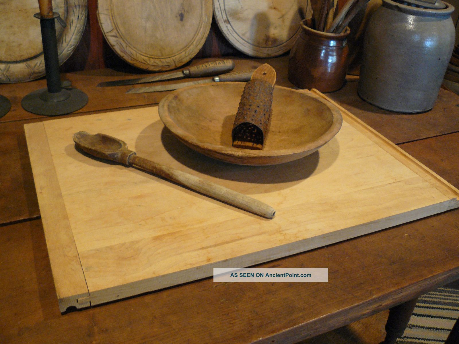 Wooden Primitive Style Cutting Dough Bread Board Primitives photo