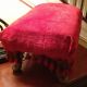 ~antique~victorian Foot Stool~red Velvet~fringe~horsehair & Straw Stuffed~early Primitives photo 9