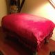 ~antique~victorian Foot Stool~red Velvet~fringe~horsehair & Straw Stuffed~early Primitives photo 10