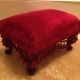 ~antique~victorian Foot Stool~red Velvet~fringe~horsehair & Straw Stuffed~early Primitives photo 1