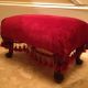 ~antique~victorian Foot Stool~red Velvet~fringe~horsehair & Straw Stuffed~early Primitives photo 2