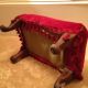 ~antique~victorian Foot Stool~red Velvet~fringe~horsehair & Straw Stuffed~early Primitives photo 3