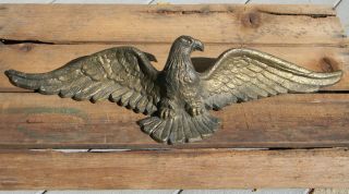 Vtg Metal/brass Tone Lg.  American Eagle Spread Wings~patina Wall Hang Americana photo