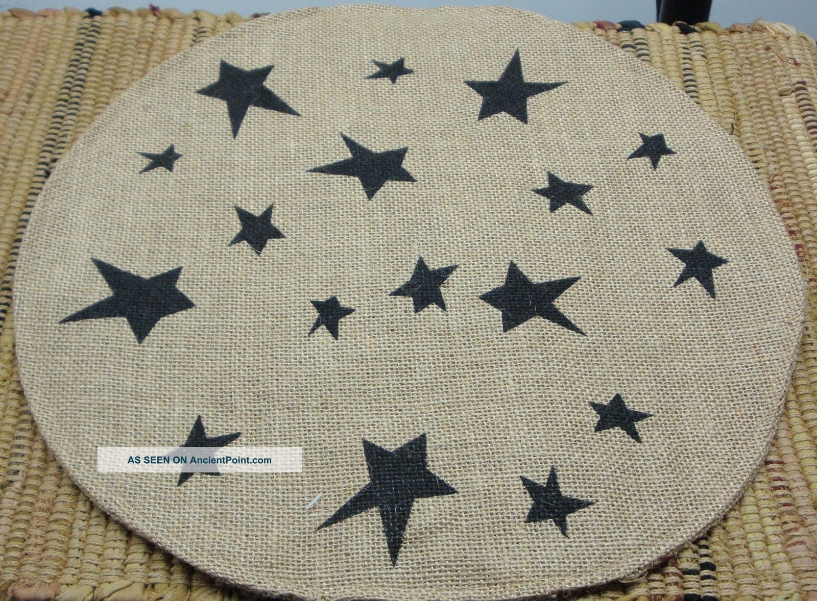 Primitive Black Star Burlap Candle Table Mat Primitives photo