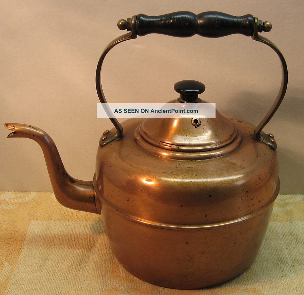 Antique Early Rare 1800 ' S Copper Tea Kettle Pot,  England,  Look Primitives photo