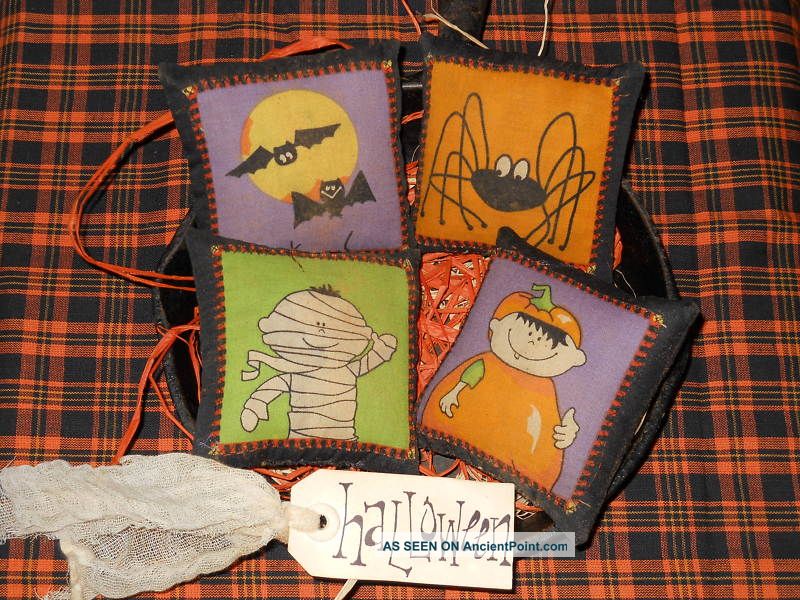 Primitive Fall Folk Art Halloween Ornies Pillows Tucks Primitives photo