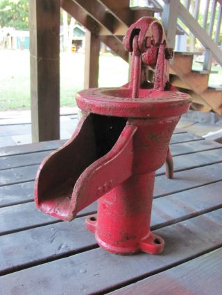 Antique Well Pump Farm Hand Pump Coulds Seneca Falls Ny Usa Red photo