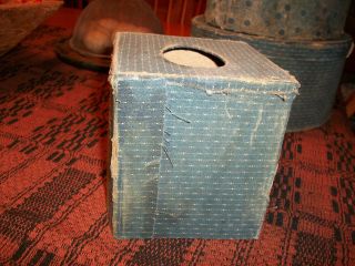 Blue Calico Tissue Box,  For Your Primitive Home,  Early,  Old,  Prim Look photo