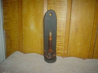 Primitive Wooden Candle Holder Grubby Candle Stick Berry Ring Eb 39 photo