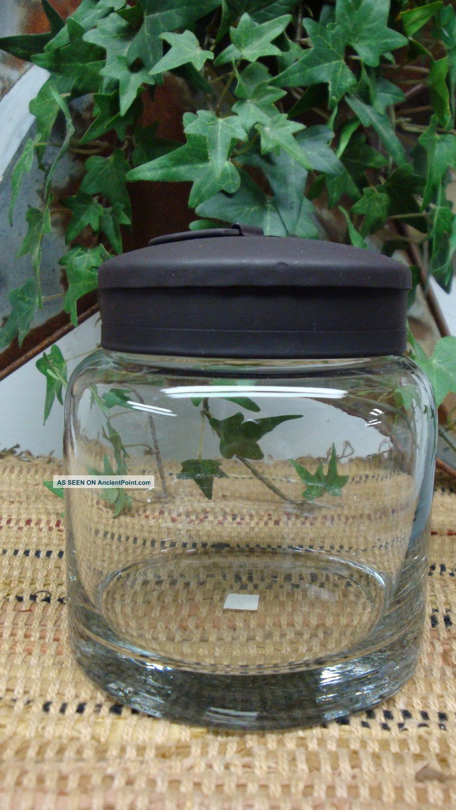 Primitive Small Clear Glass Jar With Metal Lid Primitives photo