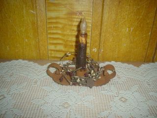 Primitive Candle Holder Grubby Candle Stick Berry Ring Eb 26 photo