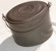 Antique Metal Lunch Pail Berry Bucket With Lid And Handle Primitives photo 2