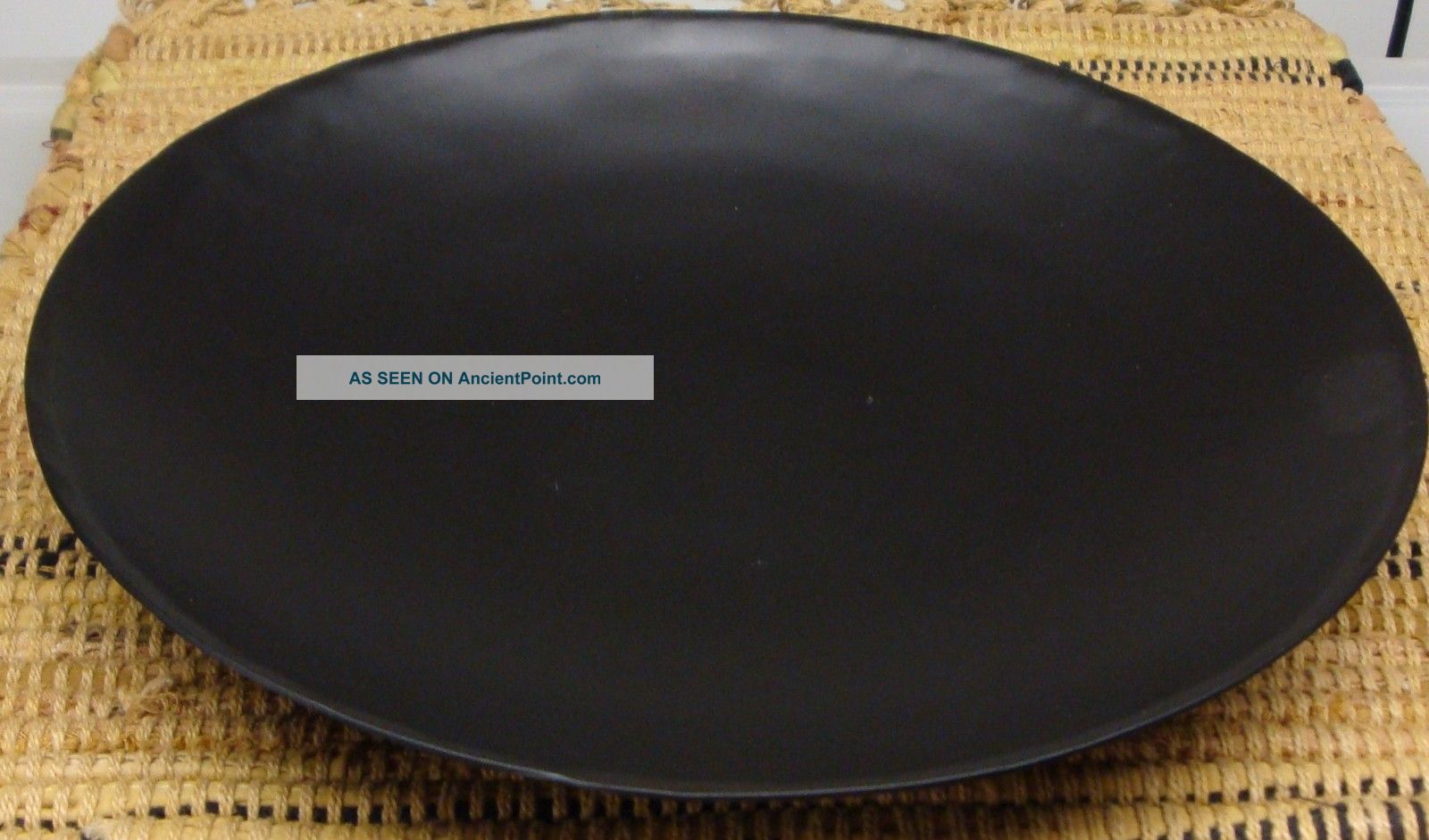Primitive Black Iron Hammered Candle Pan Dish 10 Inch Primitives photo
