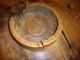 Antique Old Huge Bowl Plate Primitive Wooden Greek Holly Mountain 19th Century Primitives photo 5