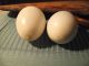 Vintage Hand Blown White Milk Glass Nesting Chicken Hen Eggs (qty 2) Starter Egg Primitives photo 1