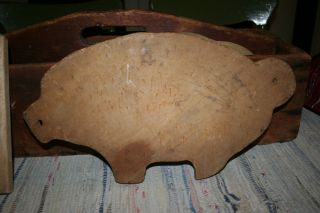 Antique Primitive Old Hand Made Wooden Pig Cutting Board photo
