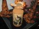 3 Primitive Witch Halloween Grubby Jar & 3 Witch Hat Ornie A Must See Primitives photo 1